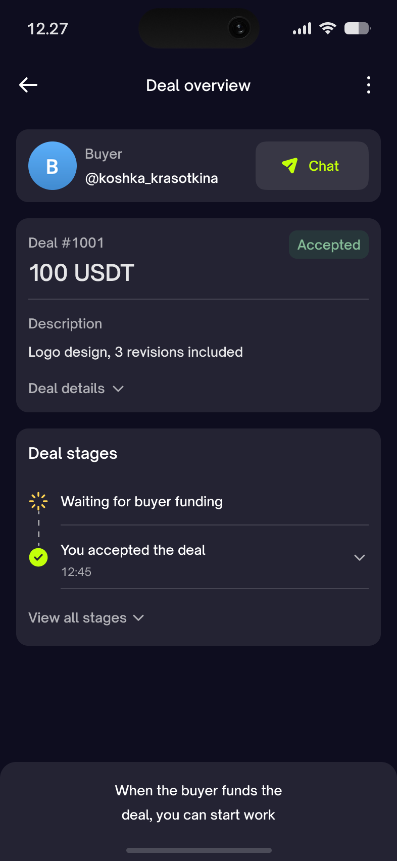 Deal overview interface