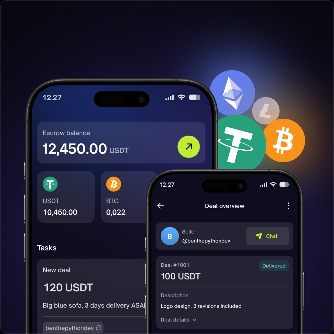 Escrow app with cryptocurrency